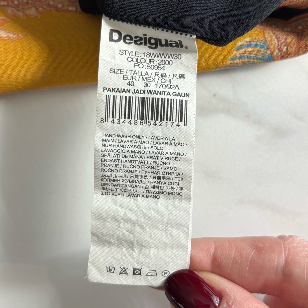 Desigual Floral Print Shift Dress in Black and Mustard Sz S - Picture 6 of 10